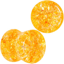 Load image into Gallery viewer, Yellow Shattered Glass Mellow Sunshine Saddle Plug Set 6mm to 16mm

