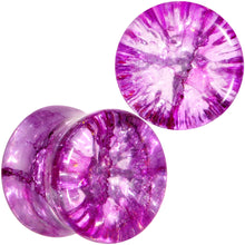 Load image into Gallery viewer, Cosmic Violet Shattered Glass Saddle Plug Set 6mm to 16mm
