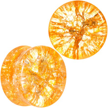 Load image into Gallery viewer, Yellow Shattered Glass Mellow Sunshine Saddle Plug Set 6mm to 16mm
