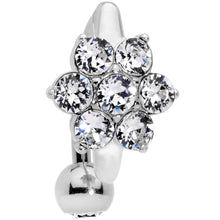 Load image into Gallery viewer, Clear CZ Gem Pretty Posy Flower Top Mount Belly Ring
