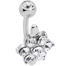 Load image into Gallery viewer, Clear CZ Gem Pretty Posy Flower Top Mount Belly Ring
