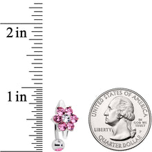Load image into Gallery viewer, Pink Clear CZ Gem Pretty Posy Flower Top Mount Belly Ring
