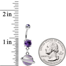 Load image into Gallery viewer, Purple Gem Rings Of Saturn Dangle Belly Ring
