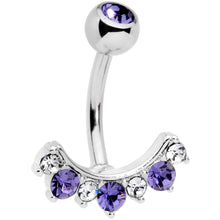 Load image into Gallery viewer, Purple Clear CZ Gem Wave Of Glamour Belly Ring
