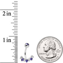 Load image into Gallery viewer, Purple Clear CZ Gem Wave Of Glamour Belly Ring

