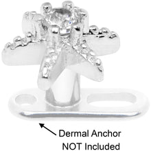Load image into Gallery viewer, 14G Clear CZ Gem Starfish Dermal Anchor Top
