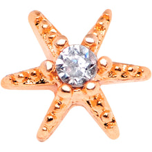 Load image into Gallery viewer, 14G Clear CZ Gem Rose Gold Tone Starfish Dermal Anchor Top
