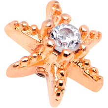 Load image into Gallery viewer, 14G Clear CZ Gem Rose Gold Tone Starfish Dermal Anchor Top
