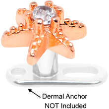 Load image into Gallery viewer, 14G Clear CZ Gem Rose Gold Tone Starfish Dermal Anchor Top
