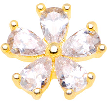 Load image into Gallery viewer, 14G Clear CZ Gem Lovely Bloom Gold Tone Dermal Anchor Top
