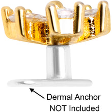 Load image into Gallery viewer, 14G Clear CZ Gem Lovely Bloom Gold Tone Dermal Anchor Top
