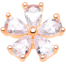 Load image into Gallery viewer, 14G Clear CZ Gem Lovely Bloom Rose Gold Tone Dermal Anchor Top
