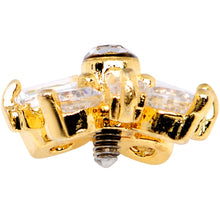 Load image into Gallery viewer, 14G Clear CZ Gem Ice Princess Gold Tone Dermal Anchor Top
