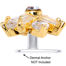 Load image into Gallery viewer, 14G Clear CZ Gem Ice Princess Gold Tone Dermal Anchor Top
