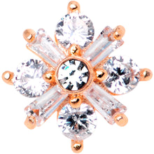 Load image into Gallery viewer, 14G Clear CZ Gem Ice Princess Rose Gold Tone Dermal Anchor Top
