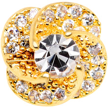 Load image into Gallery viewer, 14G Clear CZ Gem Roses Romance Gold Tone Dermal Anchor Top
