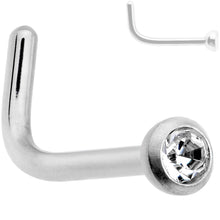 Load image into Gallery viewer, 20G G23 Titanium Press Fit Clear CZ Micro Ball L Shaped Nose Ring
