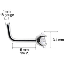 Load image into Gallery viewer, 18G Clear 3mm CZ Gem Grade 23 Titanium Rhombus L Shaped Nose Ring
