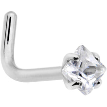 Load image into Gallery viewer, 20G Clear 2mm CZ Gem Grade 23 Titanium Rhombus L Shaped Nose Ring
