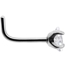 Load image into Gallery viewer, 20G Clear 3mm CZ Gem Grade 23 Titanium Rhombus L Shaped Nose Ring
