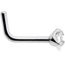 Load image into Gallery viewer, 18G Clear 3mm CZ Heart Gem Grade 23 Titanium L Shaped Nose Ring
