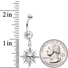 Load image into Gallery viewer, Clear Gem Celestial Sun Dangle Belly Ring
