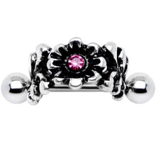 Load image into Gallery viewer, 16G 3/8 Pink Gem Floral Wreath Cuff Cartilage Earring
