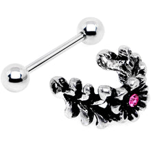 Load image into Gallery viewer, 16G 3/8 Pink Gem Floral Wreath Cuff Cartilage Earring
