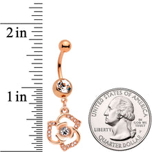 Load image into Gallery viewer, Clear Gem Rose Gold Tone Single Rose Dangle Belly Ring
