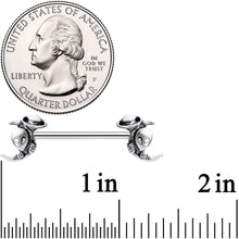 Load image into Gallery viewer, 14G 9/16 Aliens Landed Crescent Moon Barbell Nipple Ring Set
