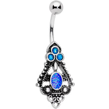 Load image into Gallery viewer, Blue Faux Druzy Baroque Teardrop Dangle Belly Ring

