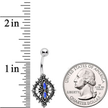 Load image into Gallery viewer, Blue Faux Druzy Spider Web Scrolls Belly Ring
