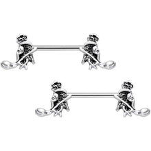 Load image into Gallery viewer, 14G 9/16 Hamsa Hand Flower Barbell Nipple Ring Set
