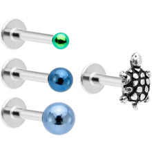 Load image into Gallery viewer, 16G 5/16 Multi Tone End Turtle Cartilage Tragus Earring Set

