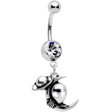 Load image into Gallery viewer, Clear Gem UFO Aliens Are Watching Dangle Belly Ring
