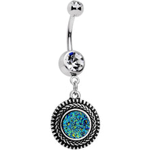 Load image into Gallery viewer, Faux Druzy Quartz Baroque Concentric Circles Dangle Belly Ring

