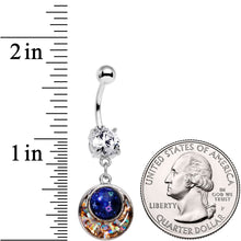Load image into Gallery viewer, Clear CZ Gem Mysterious Galaxy Glitter Mosaic Inlay Dangle Belly Ring
