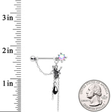 Load image into Gallery viewer, 9/16 Black Gem Skeleton Heavy Metal Dangle Barbell Nipple Ring Set
