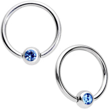 Load image into Gallery viewer, 14G 13mm Blue Gem Faux Druzy UFO BCR Captive Nipple Ring Set Of 4
