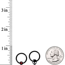 Load image into Gallery viewer, 14G 13mm Red Gem Alien Black BCR Captive Nipple Ring Set Of 4
