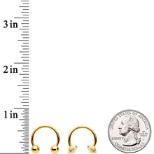 Load image into Gallery viewer, 14G 13mm Gold Tone Sexy Saturn Horseshoe Nipple Ring Set
