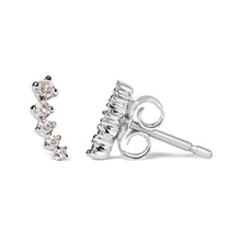 Load image into Gallery viewer, 10K White Gold 1/10 Cttw Diamond Journey Style Climber Stud Earrings (H-I Color, I1-I2 Clarity)
