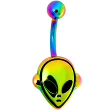 Load image into Gallery viewer, Rainbow PVD Creepy Space Alien Belly Ring

