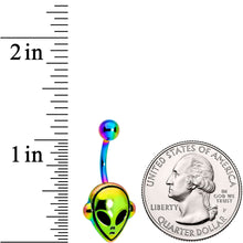 Load image into Gallery viewer, Rainbow PVD Creepy Space Alien Belly Ring

