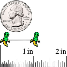Load image into Gallery viewer, 14G 9/16 Appealing Little Banana Alien Barbell Nipple Ring Set
