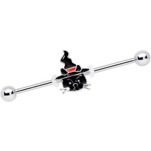 Load image into Gallery viewer, 14G Halloween Witch Way Black Cat Barbell Industrial 38mm
