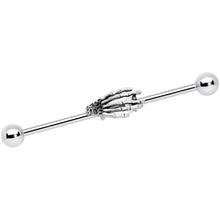 Load image into Gallery viewer, 14G Halloween Skeleton Hand Barbell Industrial 38mm
