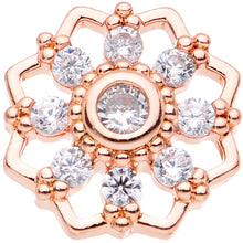 Load image into Gallery viewer, 18G 5/16 Clear Gem Rose Gold Tone Snowflake Cartilage Tragus
