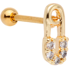 Load image into Gallery viewer, 18G 5/16 Clear Gem Punk Rock Safety Pin Cartilage Tragus
