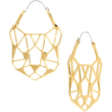 Load image into Gallery viewer, Gold Tone Geometric Cut Out Cat Panther Tunnel Plug Earrings
